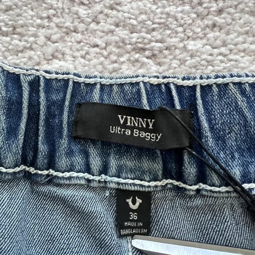 True Religion Vinny Ultra Baggy Carpenter Jeans Mens 36x33‎ Blue Drawstring